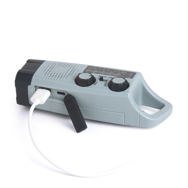 Avārijas radio ar lukturi, LED lampu un ģeneratoru