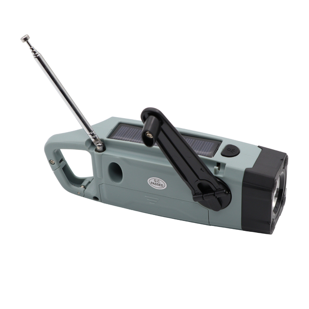 Avārijas radio ar lukturi, LED lampu un ģeneratoru