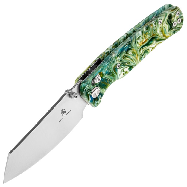 Складной нож Bestechman  Крыло цикады  с зелёной пятнистой отделкой BMK06P