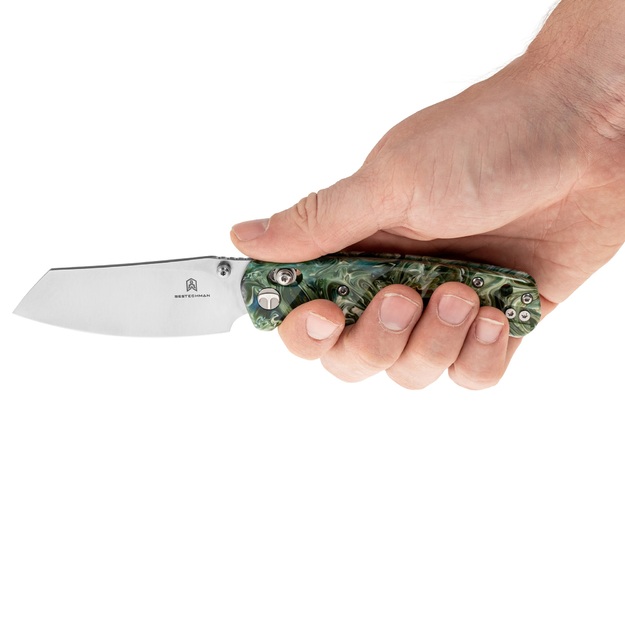 Складной нож Bestechman  Крыло цикады  с зелёной пятнистой отделкой BMK06P