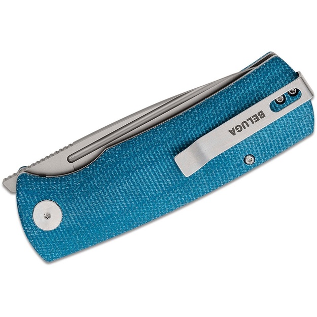 Petrified Fish Beluga folding knife Blue Micarta PFP01BMP