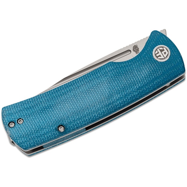 Petrified Fish Beluga folding knife Blue Micarta PFP01BMP