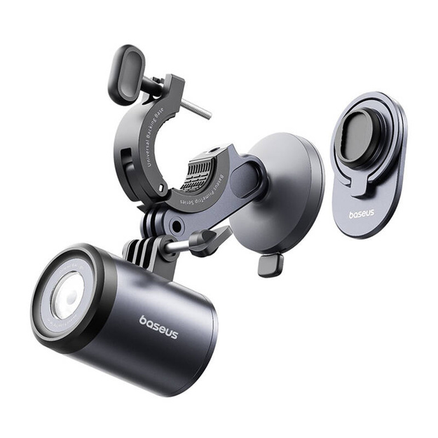 Baseus PrimeTrip 2-in-1 velosipēda stiprinājums, tālruņa turētājs + lukturītis (melns)