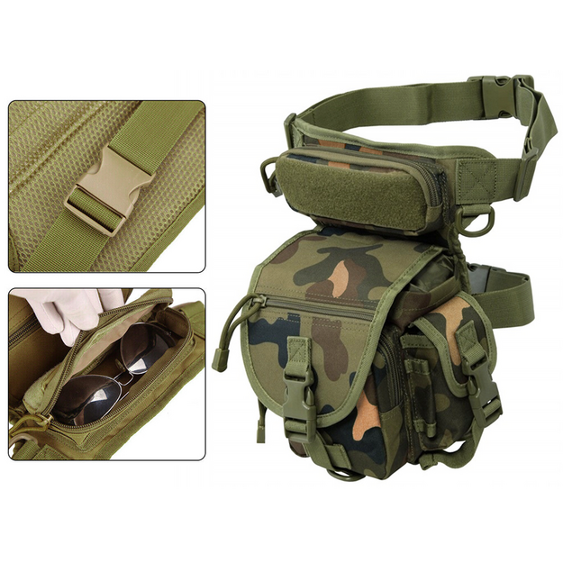 Taktiskā kājas soma, zaļ&scaron; camo