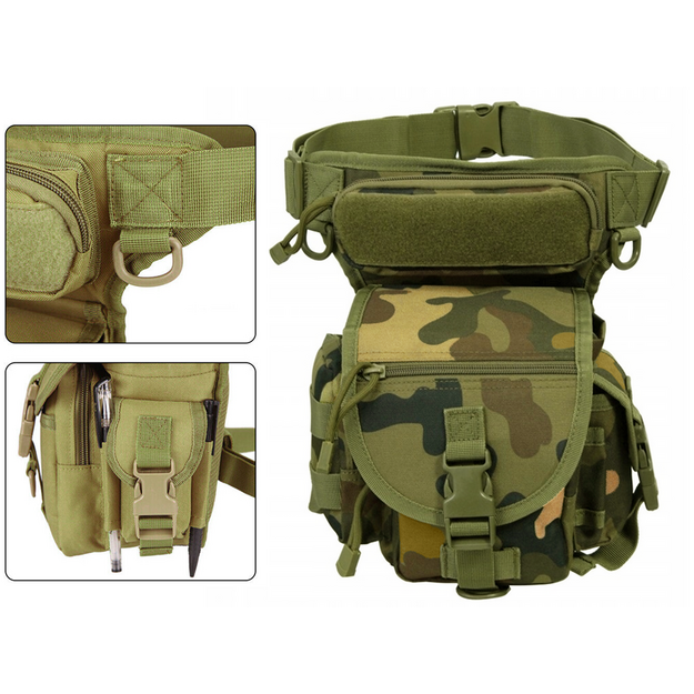 Taktiskā kājas soma, zaļ&scaron; camo