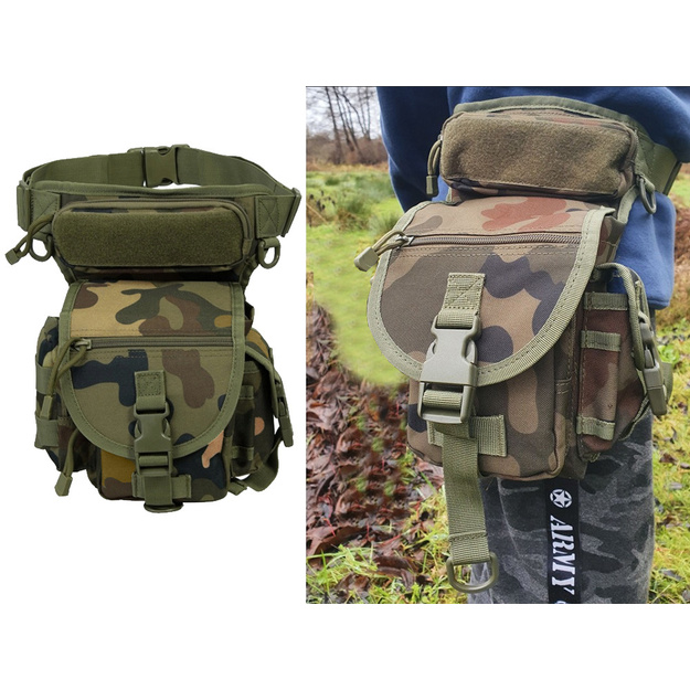 Taktiskā kājas soma, zaļ&scaron; camo