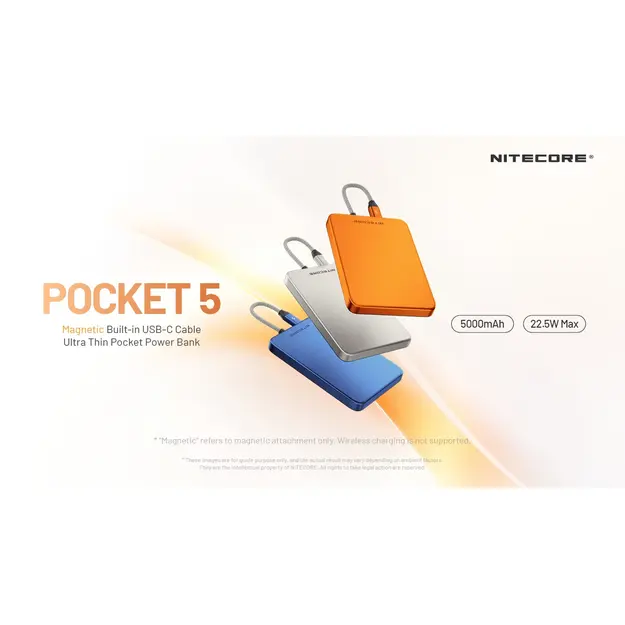Nitecore ārējais akumulators (Powerbank) POCKET5 &ndash; 5000mAh oranžs