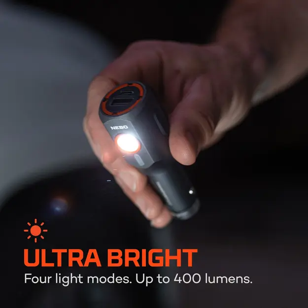 NEBO Transport 400 Car Flashlight with Glass Breaker, 400 Lumens