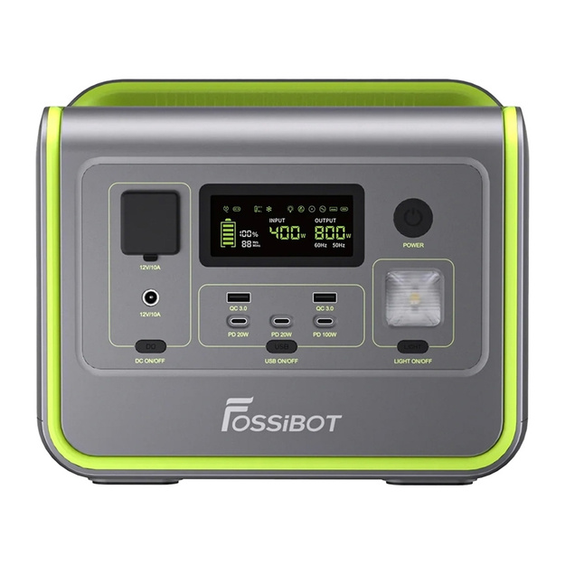 Pārnēsājamā elektrostacija FOSSIBOT F800, 800W (zaļa)