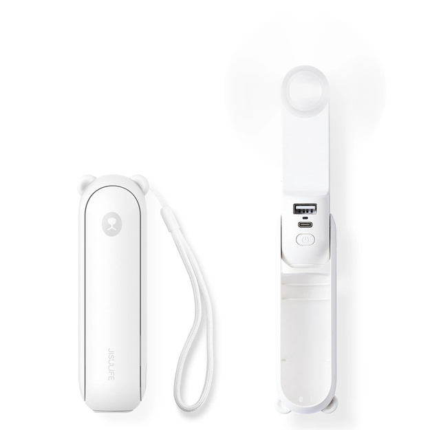 Портативный вентилятор Jisulife Life8 Plus с USB-зарядкой, аккумулятором 4500 мА&middot;ч и фонариком &mdash; белый