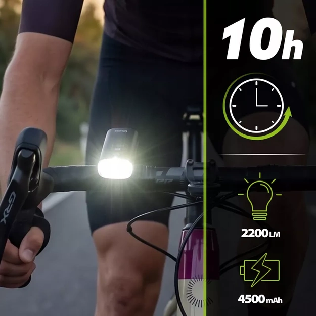 Vayox priek&scaron;ējais velosipēda lukturis 4500mAh 2000lm IPX6 VAF2200