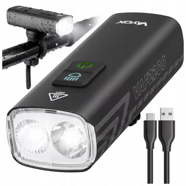 Vayox priek&scaron;ējais velosipēda lukturis 4500mAh 2000lm IPX6 VAF2200