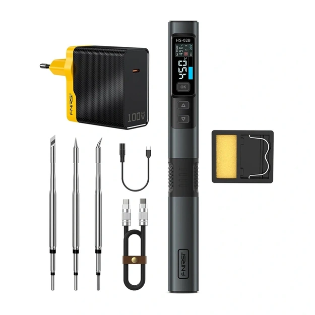 100 W smart soldering iron with FNIRSI HS-02B MAX tool kit