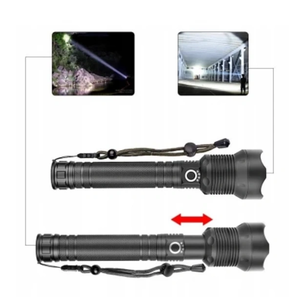 Светодиодный фонарь P90 LED Zoom USB
