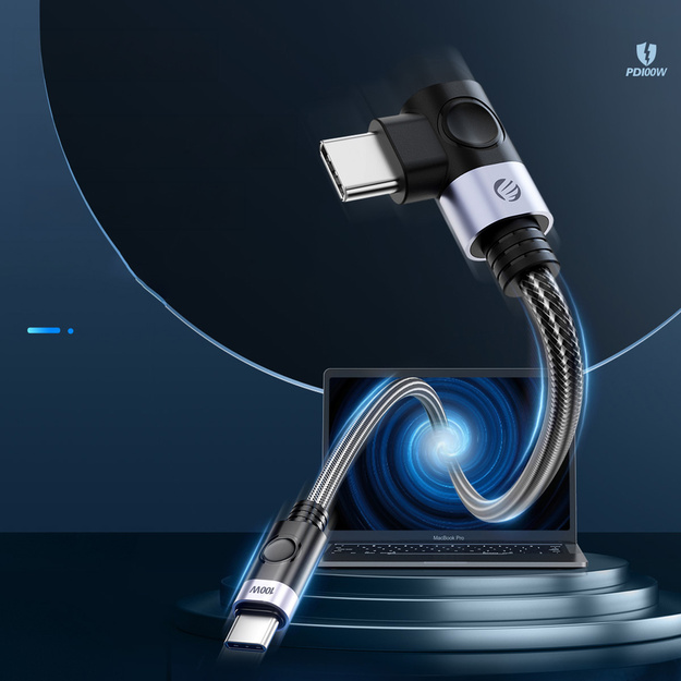 Кабель Orico C2CW USB-C - USB-C, угловой, PD 100W, 480 Mb/s, 0.5 m - черный