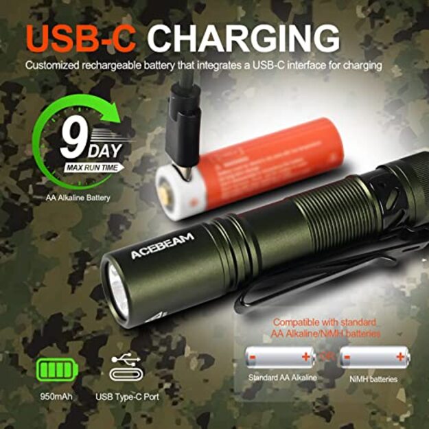 AceBeam pocket flashlight Pokelit AA Green
