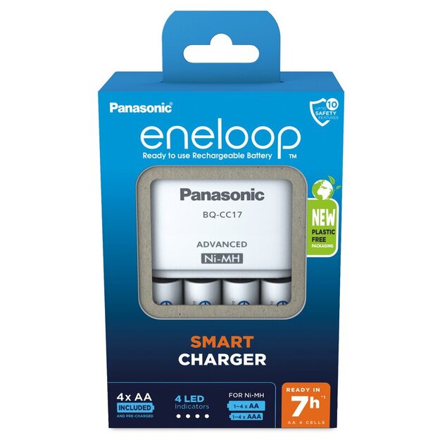Panasonic Eneloop BQ-CC17 lādētājs + 4 x R6/AA Eneloop 2000mAh BK-3MCDE