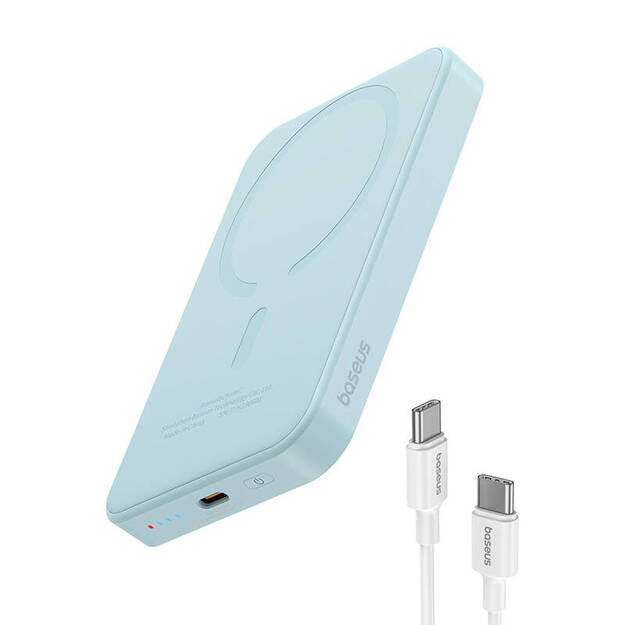 Baseus magnētiskais mini baro&scaron;anas bloks 5000 mAh, USB-C 20W (zils)