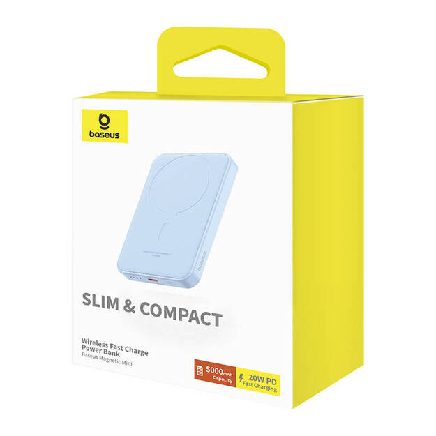 Baseus magnētiskais mini baro&scaron;anas bloks 5000 mAh, USB-C 20W (zils)