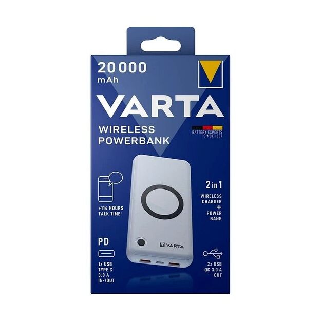 Varta bezvadu Power bank 20000mAh 57909