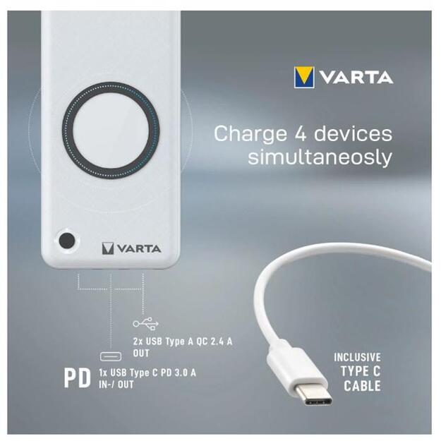 Varta bezvadu Power bank 20000mAh 57909