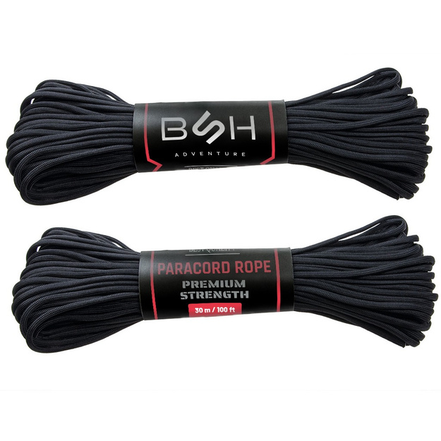 Premium Strength Paracord BSH ADVENTURE BR-006B melns