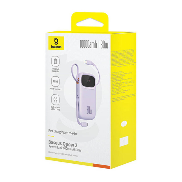 Baseus QPow 2 10000mAh 30W 2xUSB-C baro&scaron;anas bloks (violets)
