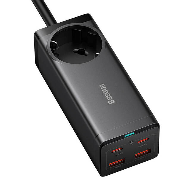 Настенное зарядное устройство Baseus GaN3 Pro / разветвитель питания 2xUSB + 2xUSB-C + AC, 100 Вт (черный)