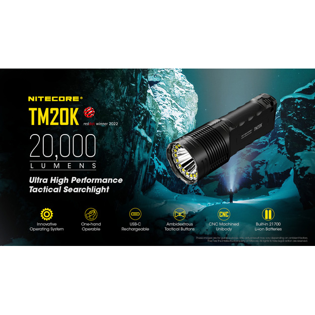 Nitecore TM20K lukturītis, 20000 lūmeni