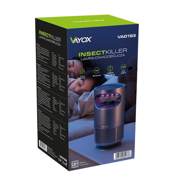 Vayox lampa kukaiņu iznīcinā&scaron;anai 8xSMD 5W pelēka VA0193