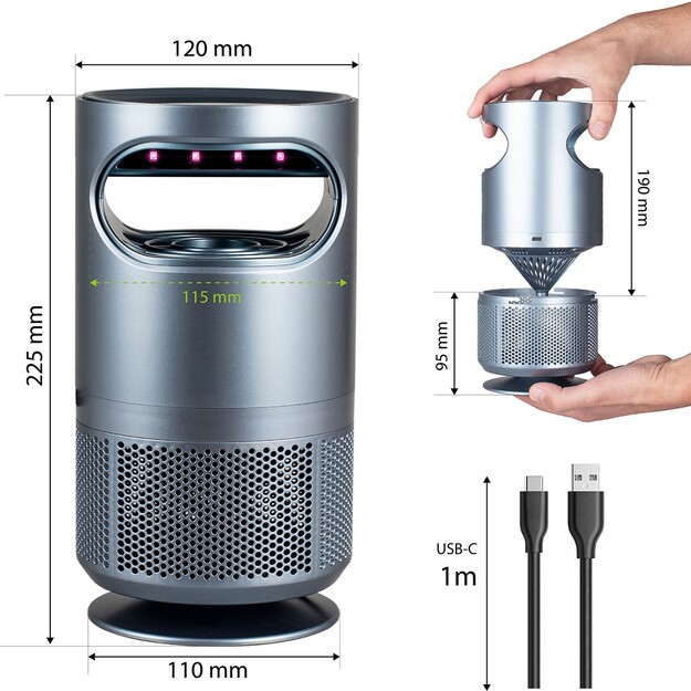 Vayox lampa kukaiņu iznīcinā&scaron;anai 8xSMD 5W pelēka VA0193