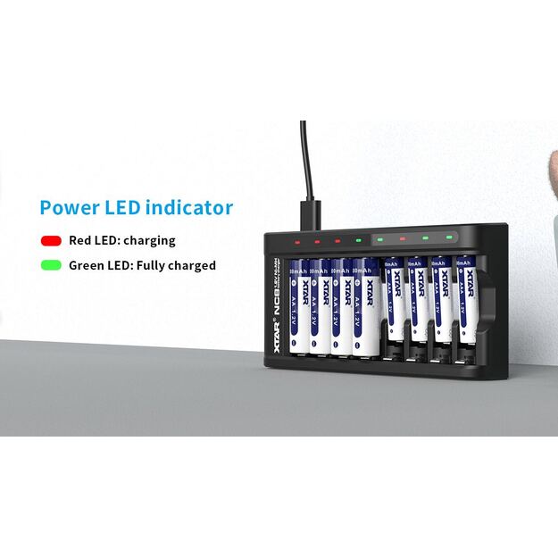 XTAR NC8 lādētājs AA/AAA 1.2V Ni-MH USB