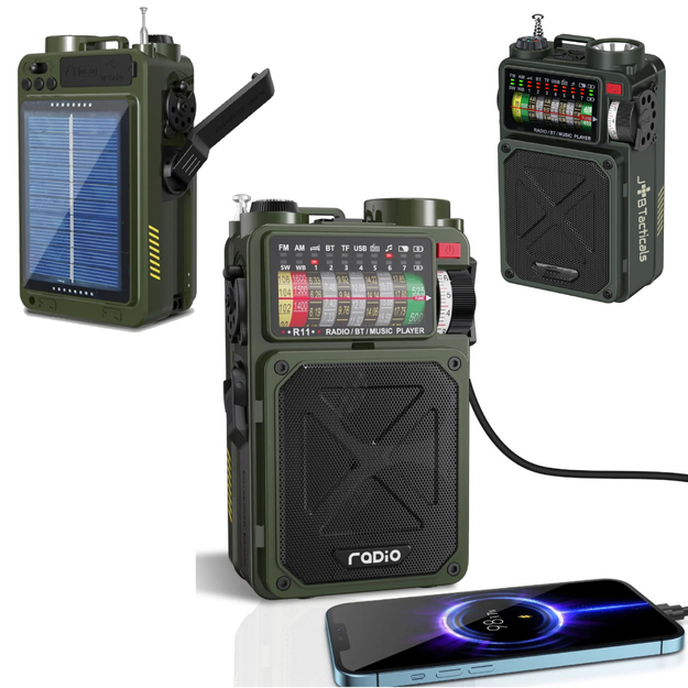 Tūrisma radio ar lukturi, ģeneratoru un 4000mAh ārējo akumulatoru (power bank)