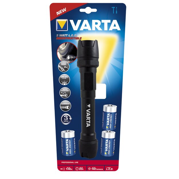 Tvirtas žibintuvėlis VARTA Indestructible 3W