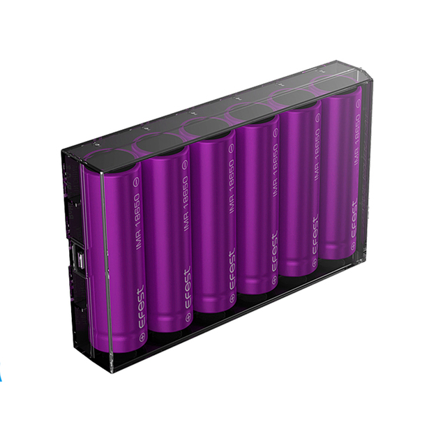 Efest H6 &ndash; 6x 18650 akumulatora uzglabā&scaron;anas kaste līdz maks. garums 67 mm MELNS