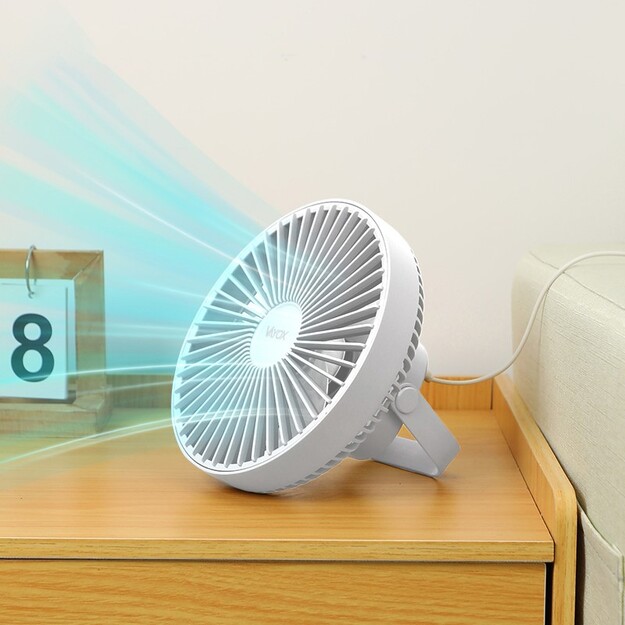 Vayox galda uzlādējamais ventilators ar apgaismojumu 6xSMD VA0337W Balts