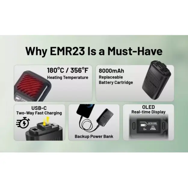 Nitecore EMR23 Mosquito Repeller, OLED, 8000mAh Battery
