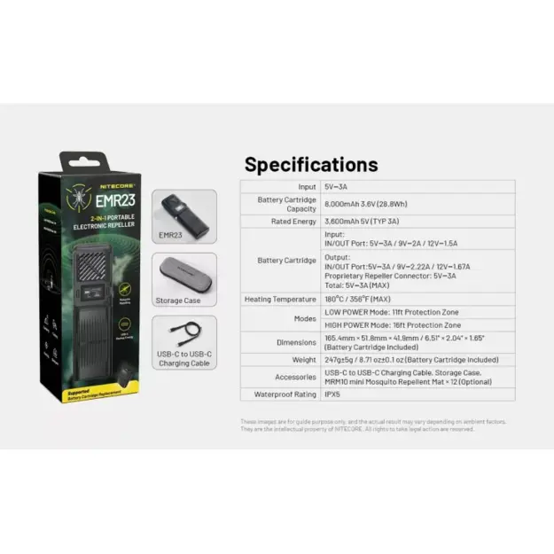 Nitecore EMR23 Mosquito Repeller, OLED, 8000mAh Battery