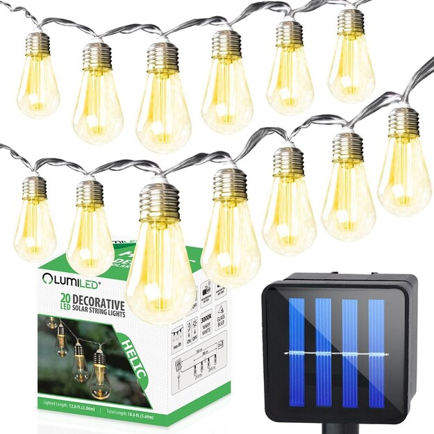 Āra LED virtene 30LED G40 15.1m ar saules bateriju LUMILED CALLIS