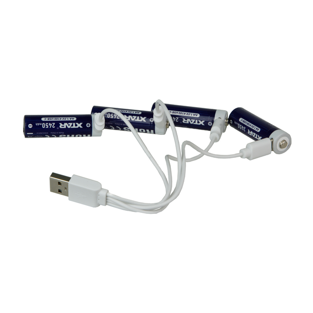 XTAR AA 1.5V 2450 mAh Litija jonu akumulatori ar USB-C ligzdu, 4 gab.