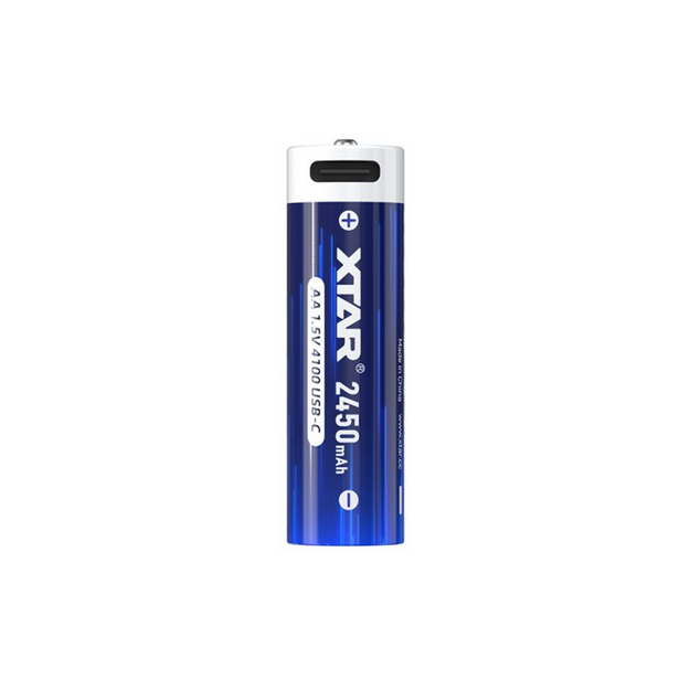 XTAR AA 1.5V 2450 mAh Litija jonu akumulatori ar USB-C ligzdu, 4 gab.