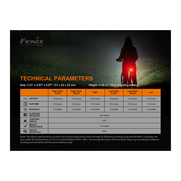 Rechargeable bicycle rear light Fenix BC05R V2.0