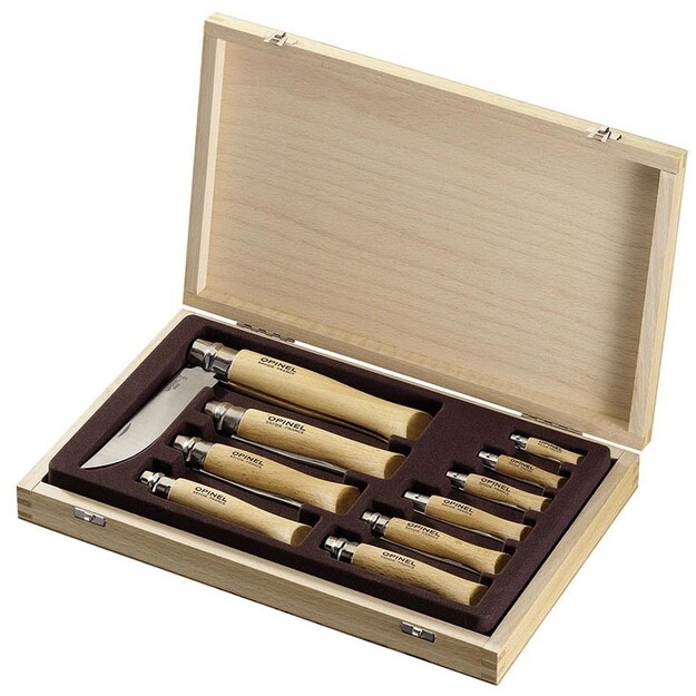 Opinel nažu komplekts kastē, 10 gab. 02-12, INOX nerūsējo&scaron;ais tērauds