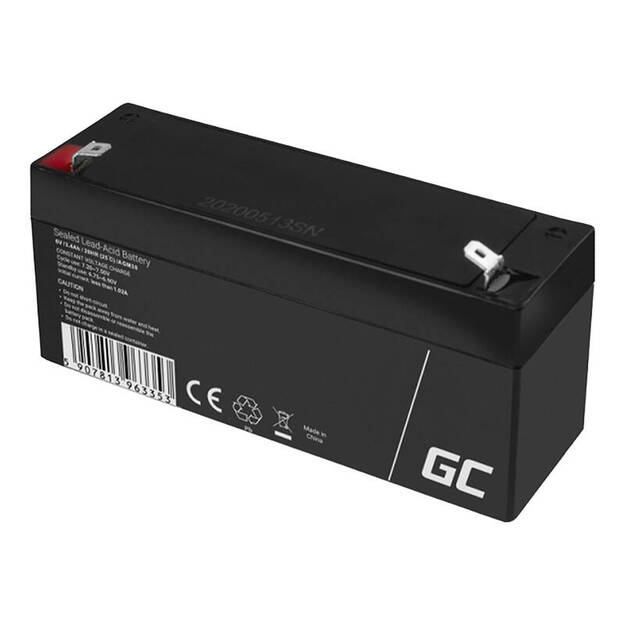 AGM VRLA Green Cell AGM38 6V 3,4Ah akumulators (signalizācijas sistēmai, kases aparātam, rotaļlietai)