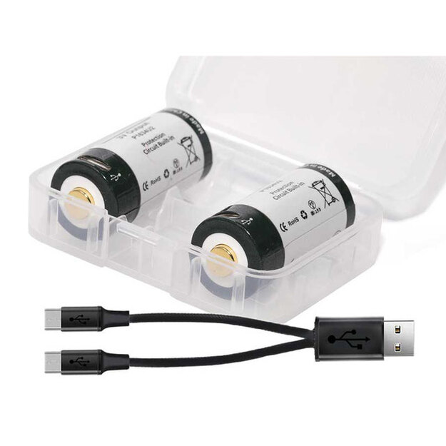 Keeppower 16340 1000mAh 3V ar mikro USB 2 gab