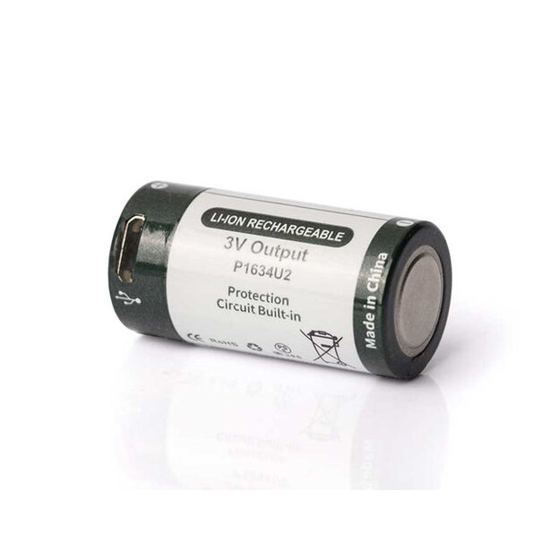 Keeppower 16340 1000mAh 3V ar mikro USB 2 gab