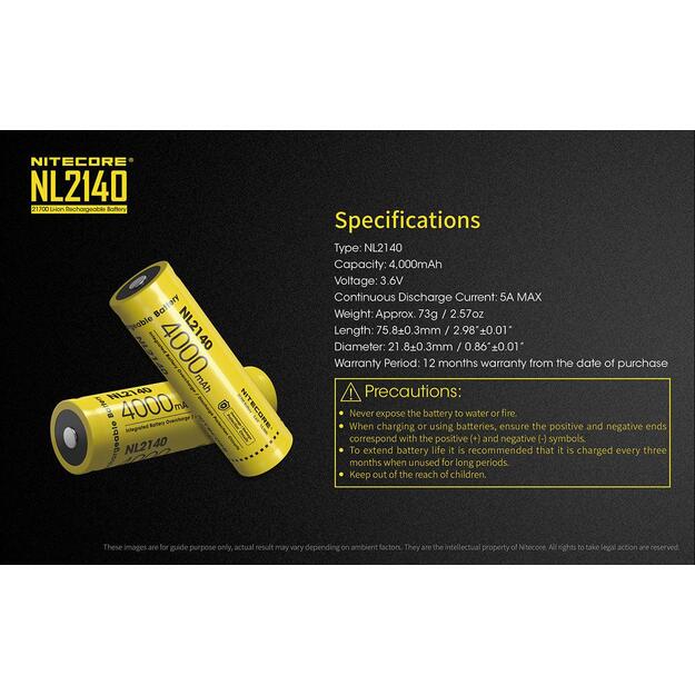 Nitecore 21700 4000mAh Akumulators NL2140