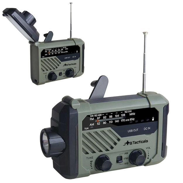 Avārijas radio ar lukturi, LED lampu un 2000 mAh ārējo akumulatoru