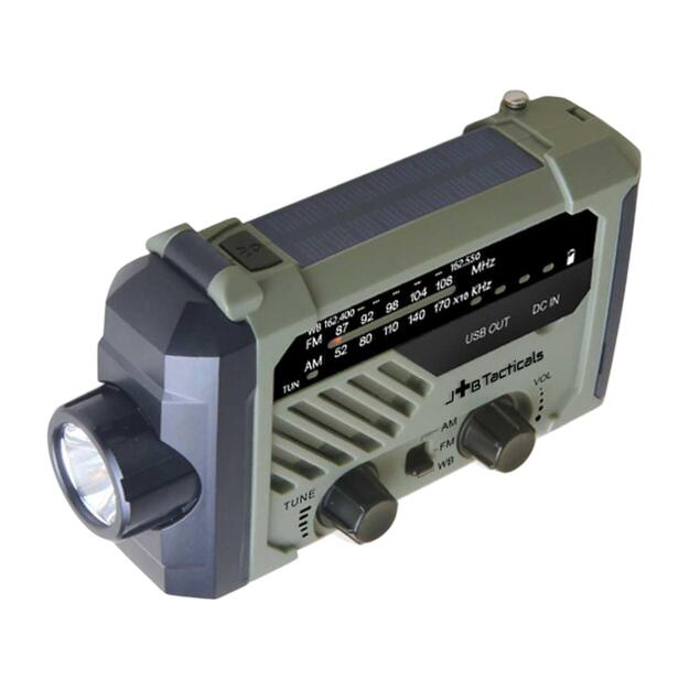 Avārijas radio ar lukturi, LED lampu un 2000 mAh ārējo akumulatoru