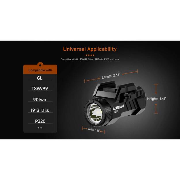 Acebeam G10 taktiskais lukturis ieročiem